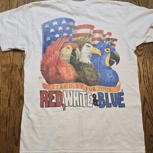 Vintage Caribbean Soul Red White & Blue USA Eagle Parrot Graphic T Shirt Mens M